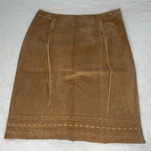 Oscar de la Renta Suede / Leather knee length skirt